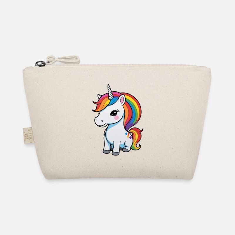 schönes Einhorn mit Regenbogen Mähne Haar Bio-Täschchen