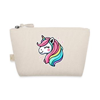 Unicorn Comic Rainbow Hearts - Organic Pouch - nature - Front