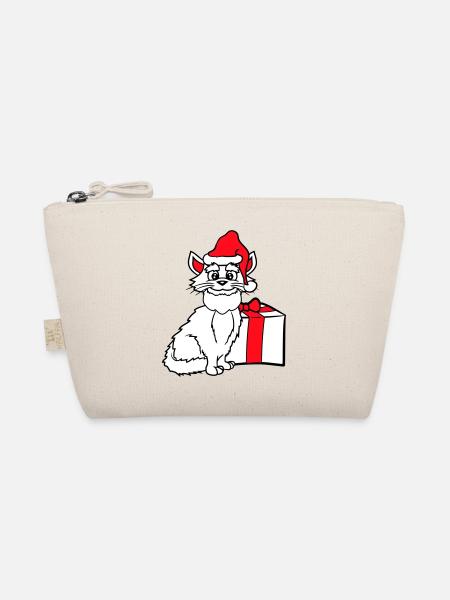 Santa Claus Cat Winter Christmas Gift - Organic Pouch - nature - Front