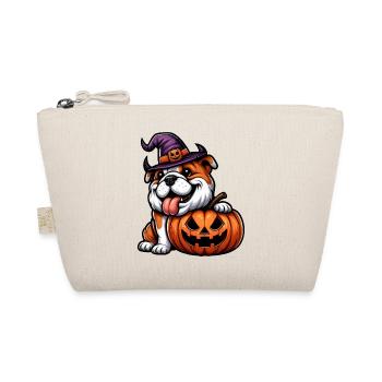 Cute Bulldog Halloween Cartoon Pumpkin - Organic Pouch - nature - Front