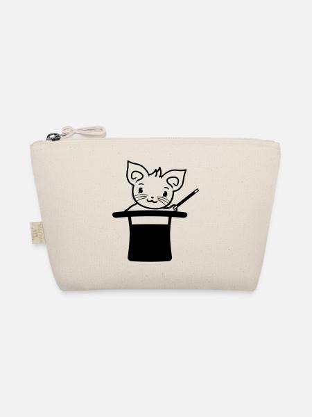 Magical Enchanted Top Hat Wizard Cat - Organic Pouch - nature - Front