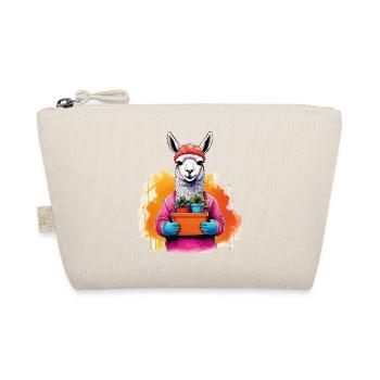 Lama mit Blumen im Topf - Bio-Täschchen - Natur - Vorne