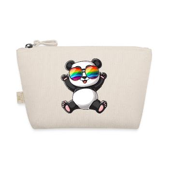 Panda Cartoon with a Pride Rainbow glasses. - Organic Pouch - nature - Front