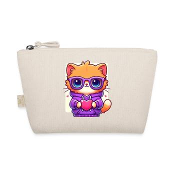 Chat cool en lunettes de soleil avec cœur - Trousse biologique - nature - Devant
