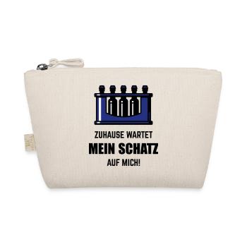 XZuhause Wartet Mein Schatz Auf Mich! (Blau) - Bio-Täschchen - Natur - Vorne