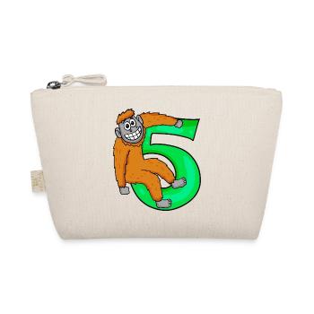 5th Birthday Motif Monkey - 5 years - Organic Pouch - nature - Front