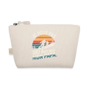 Je peux pas j'ai Ski avec mon papa vintage - Trousse biologique - nature - Devant