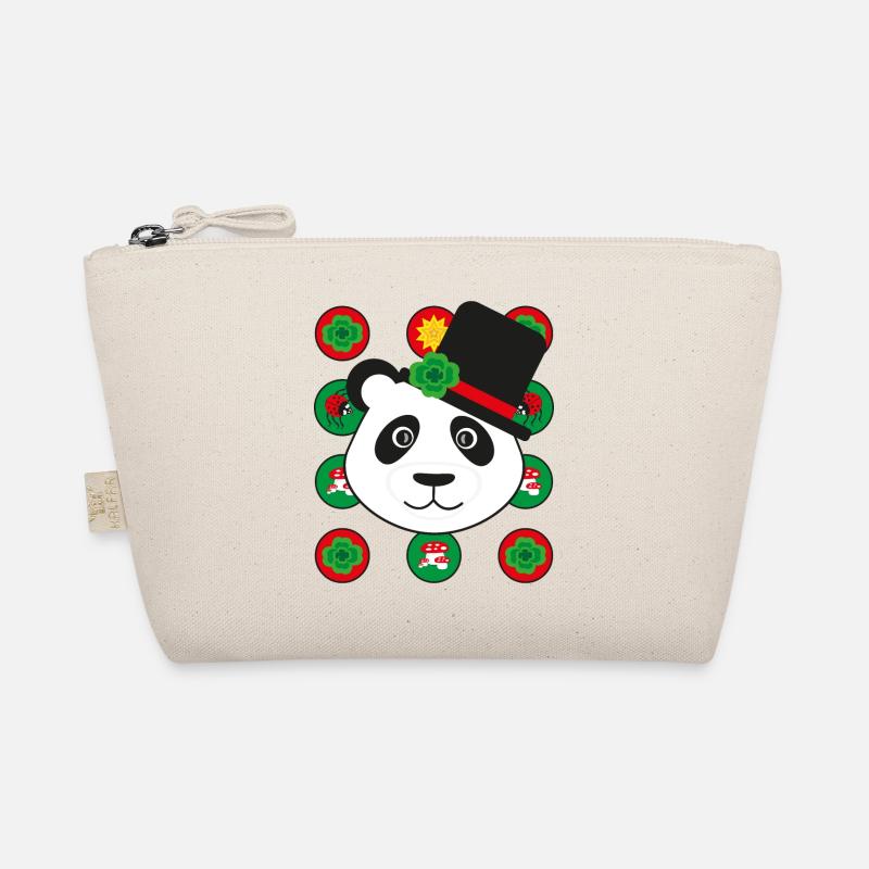 Neujahr Panda mit Kleeblatt. Bio-Täschchen