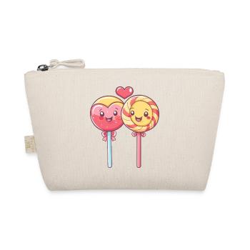 Lollipop Paar Liebe Herz Comic - Bio-Täschchen - Natur - Vorne