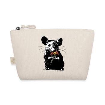 Mouse with colorful bouquet - Stencil Love - Organic Pouch - nature - Front