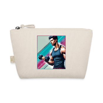 Muscular man with a dumbbell - Organic Pouch - nature - Front