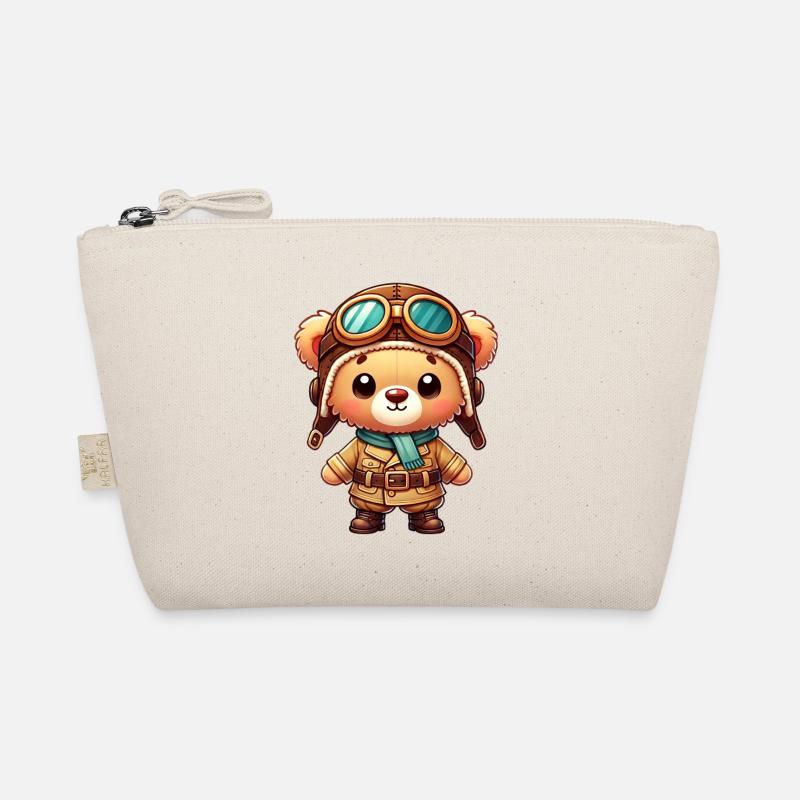 Teddybär Pilot - Bio-Täschchen - Natur