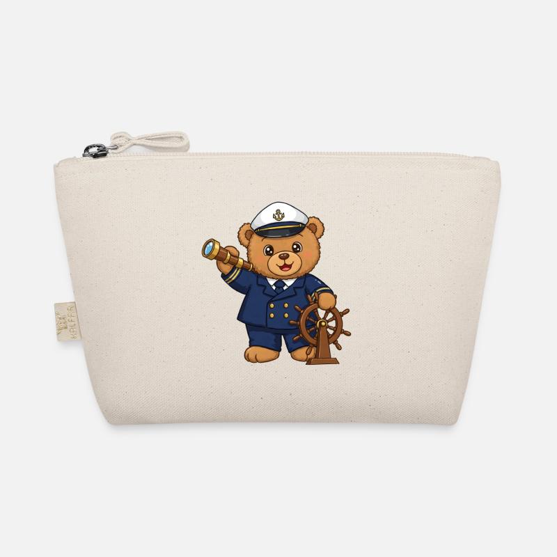 Teddybär Kapitän zur See - Bio-Täschchen - Natur