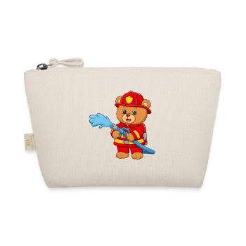 Teddy bear firefighter with hose - Organic Pouch - nature - Front