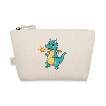 Dino Cartoon Dragon with Fire - Organic Pouch - nature - Front