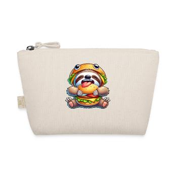 Funny Sloth with Burger Fast Food Hat - Organic Pouch - nature - Front