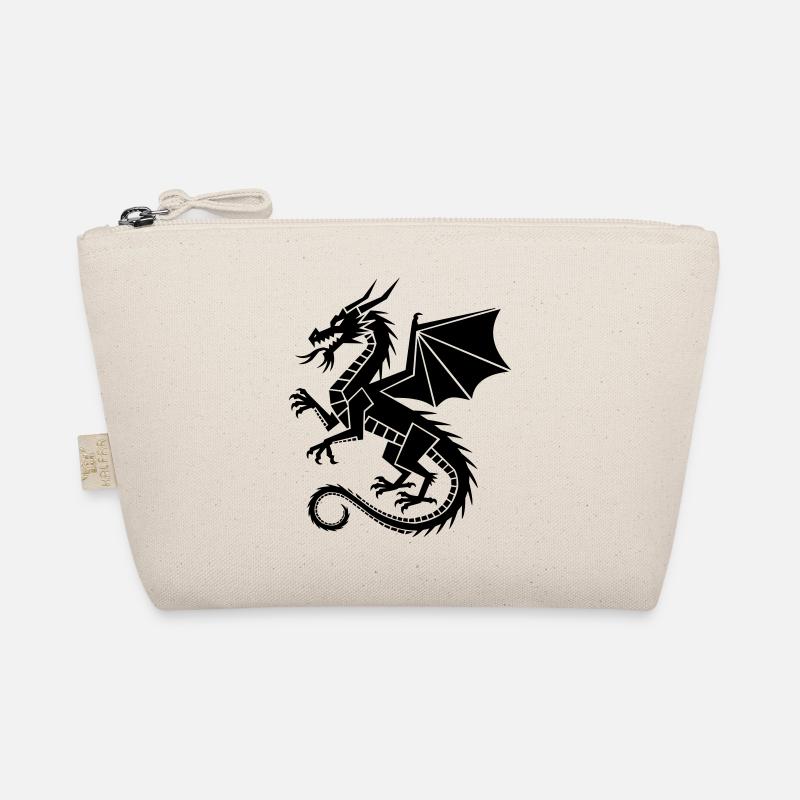 Geometrischer Drache – schwarze Silhouette Bio-Täschchen