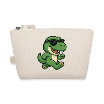 Cooler T-Rex Dinosaurier mit Sonnenbrille Joggen  - Bio-Täschchen - Natur - Vorne