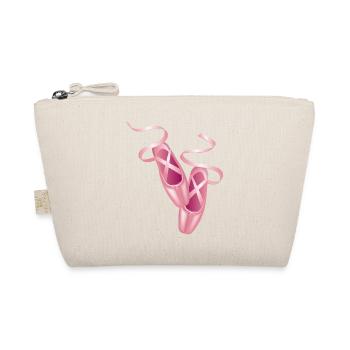 Pink Ballet Shoes & Satin Ribbon - Elegant Dance Motif - Organic Pouch - nature - Front