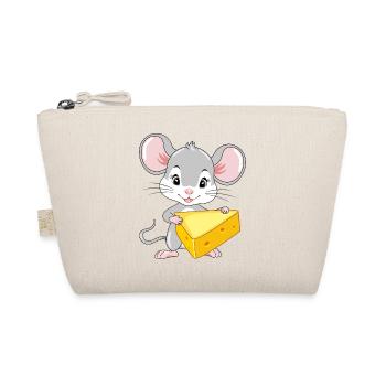 Cute baby mouse with a piece of cheese - Organic Pouch - nature - Front