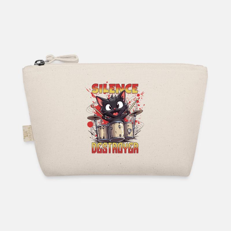 Schlagzeug Drums Silence Destroyer Katze Lustig - Bio-Täschchen - Natur