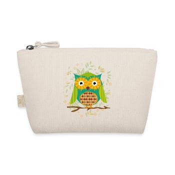 Artfully designed owl with patchwork pattern - Organic Pouch - nature - Front