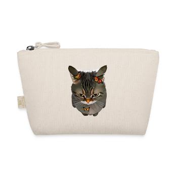Angry Cat Airplane Ears with Butterflies Ai Art - Organic Pouch - nature - Front