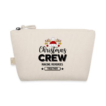 christmas crew, Festive Reindeer Santa Hat Design - Organic Pouch - nature - Front