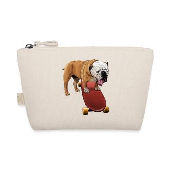 Playful bulldog on skateboard - Organic Pouch - nature - Front