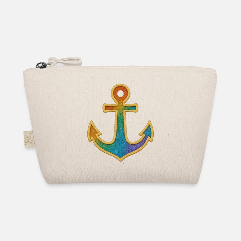 Leuchtender Anker in Regenbogenfarben Bio-Täschchen