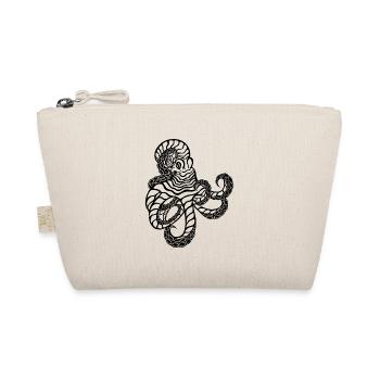 Octopus – Line Art Sea Animal in Black and White - Organic Pouch - nature - Front