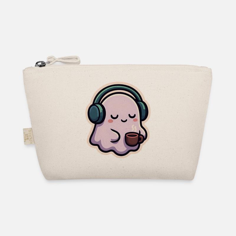Fantôme détendu avec écouteurs et café Trousse biologique