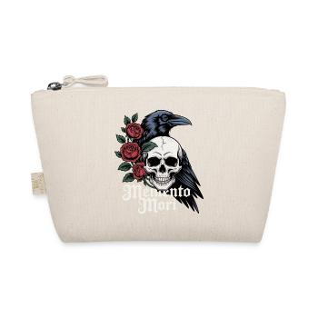Memento Mori Skull & Raven Roses - Organic Pouch - nature - Front