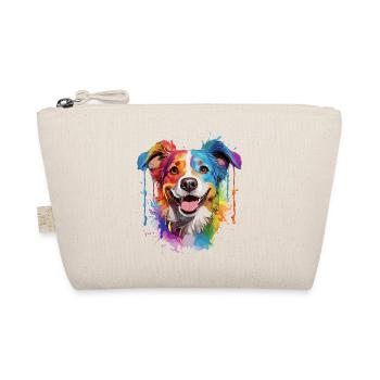 Regenbogen Hund Porträt - Bio-Täschchen - Natur - Vorne