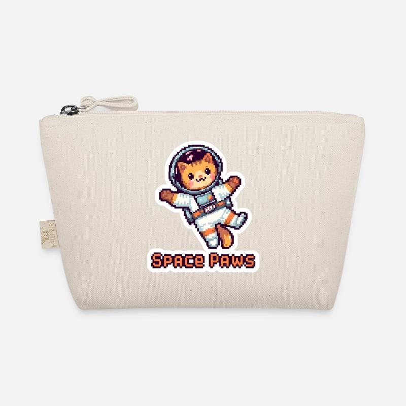 Space Paws – Pixel Cat Astronaut Sticker Organic Pouch
