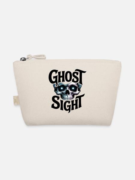 Ghost Skull Neon Eye Print - Organic Pouch - nature - Front