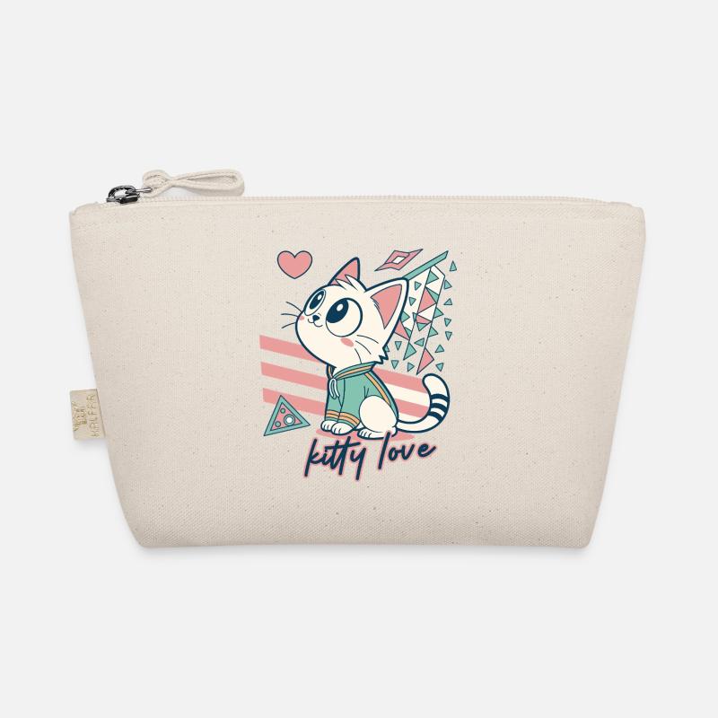 Kitty Love Geometrische Pop Art - Bio-Täschchen - Natur