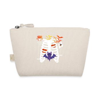 Halloween Costume Skeleton with Bats Pumpkin - Organic Pouch - nature - Front