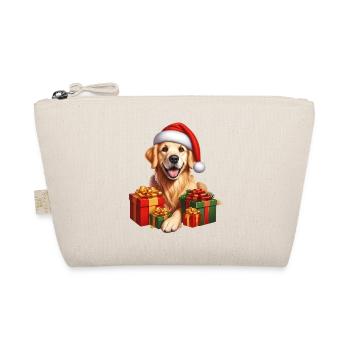 Weihnachtshund mit Geschenken - Bio-Täschchen - Natur - Vorne