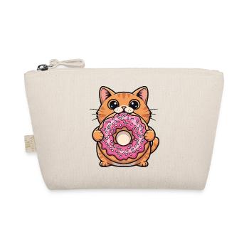 Cute Cat with Donut Kawaii Cartoon Snack - Organic Pouch - nature - Front