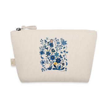 Azurblaue florale Katzensilhouette - Bio-Täschchen - Natur - Vorne