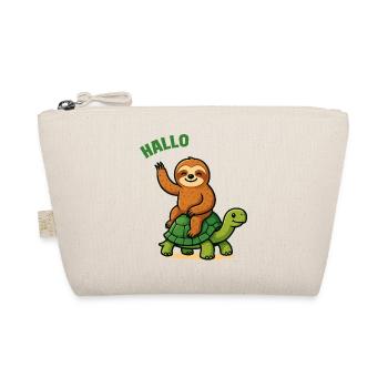 Hello sloth on turtle - Organic Pouch - nature - Front