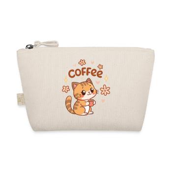 Niedliche Kaffeekatze und Blumen - Bio-Täschchen - Natur - Vorne