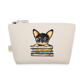 Niedliches Chihuahua-Hundelesebuch mit Brille - Bio-Täschchen - Natur - Vorne
