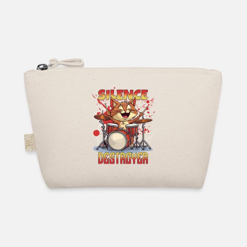 Schlagzeug Drums Silence Destroyer Katze Lustig Bio-Täschchen