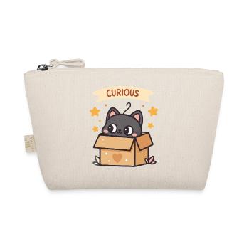 Curious Cat in Kawaii Cardboard Box - Organic Pouch - nature - Front