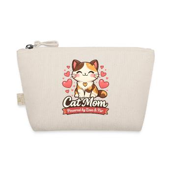 Cat Mom Motif – Kawaii Cat with Heart - Organic Pouch - nature - Front