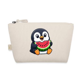 Funny Penguin with Melon Summer Fruit Cartoon - Organic Pouch - nature - Front