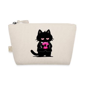 Black cat with pink donut - Organic Pouch - nature - Front