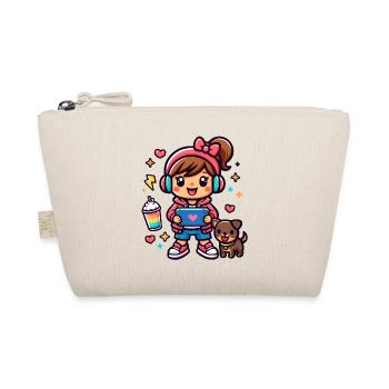 Aesthetic Gamer Girl with a surf tablet and a Pup - Organic Pouch - nature - Front